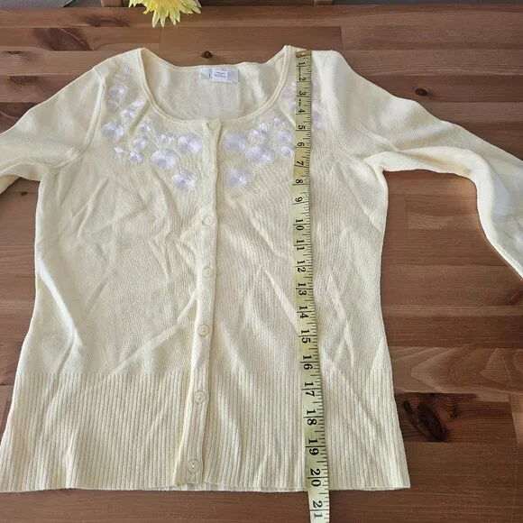 LOFT - Women's Round Neck 3/4 Sleeve Button Down Cardigan Sweaters Size XS - Picture 4 of 12